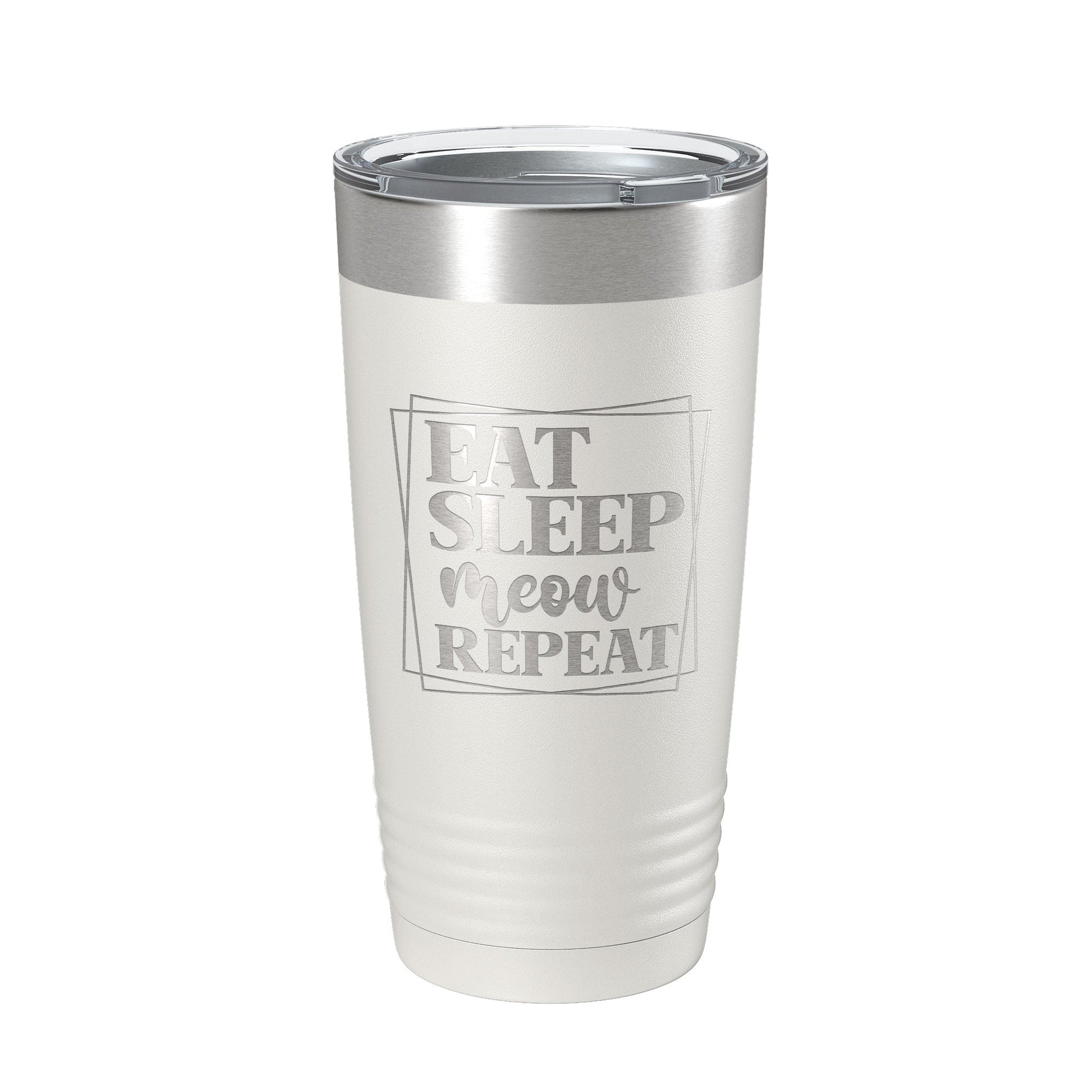 Eat Sleep Meow Repeat Tumbler Travel Mug Funny Cat Lover Gift Insulated Laser Engraved Coffee Cup 20 oz-1