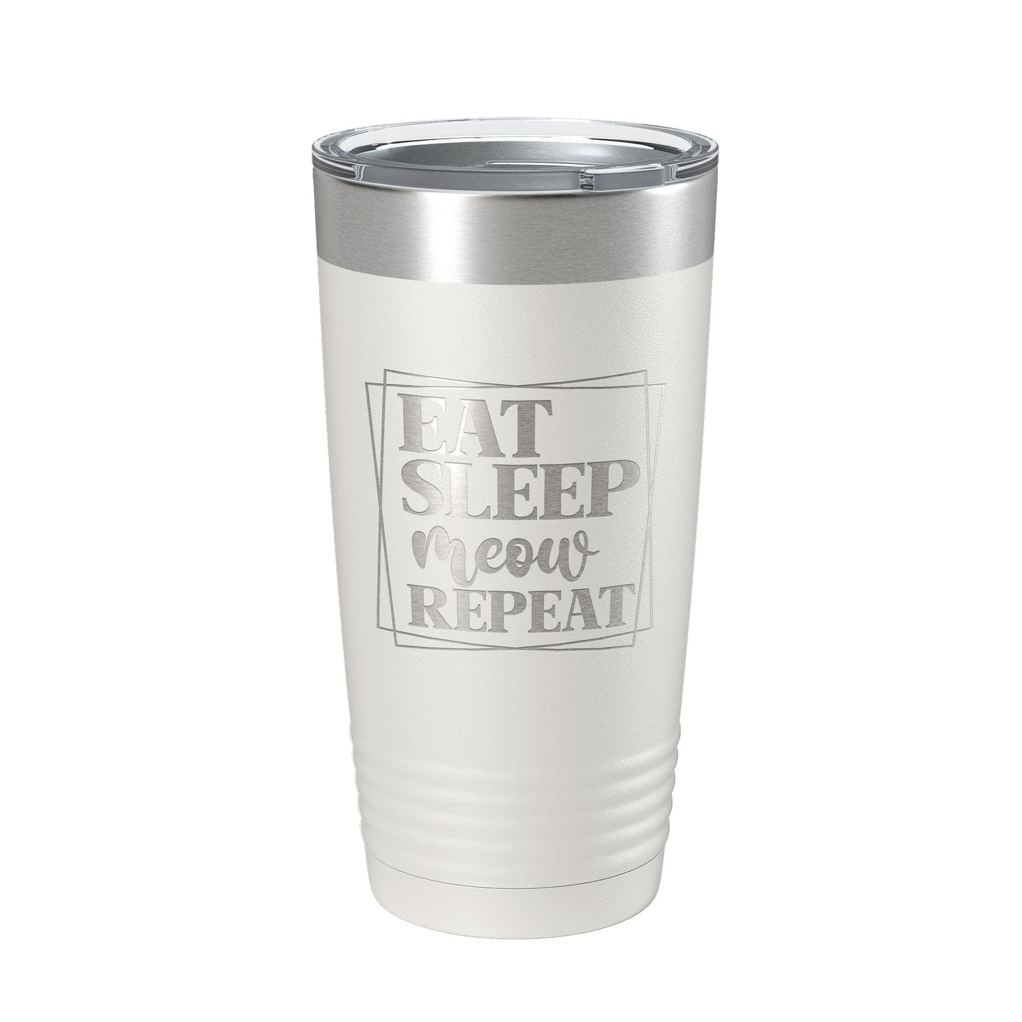 Eat Sleep Meow Repeat Tumbler Travel Mug Funny Cat Lover Gift Insulated Laser Engraved Coffee Cup 20 oz-7
