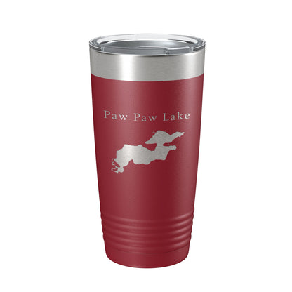Paw Paw Lake Map Tumbler Travel Mug Insulated Laser Engraved Coffee Cup Michigan 20 oz-18