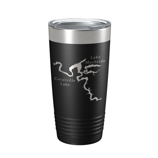 Coralville Lake Macbride Map Tumbler Travel Mug Insulated Laser Engraved Coffee Cup Iowa River 20 oz-0