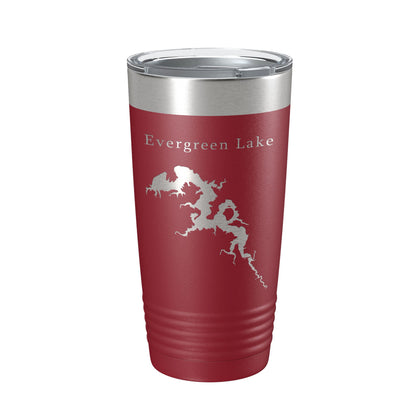 Evergreen Lake Map Tumbler Travel Mug Insulated Laser Engraved Coffee Cup Illinois 20 oz-18