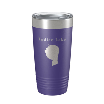 Indian Lake Map Tumbler Travel Mug Insulated Laser Engraved Coffee Cup Silver Creek Township Michigan 20 oz-15