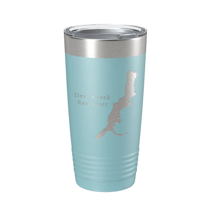 Deer Creek Reservoir Tumbler Lake Map Travel Mug Insulated Laser Engraved Coffee Cup Utah 20 oz-13