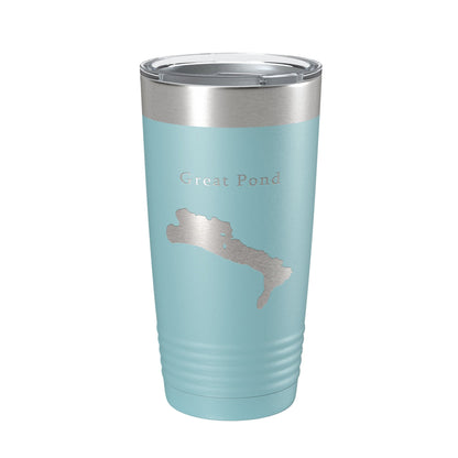Great Pond Tumbler Lake Map Travel Mug Insulated Laser Engraved Coffee Cup Maine 20 oz-13