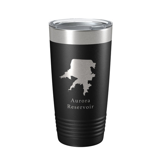 Aurora Reservoir Tumbler Lake Map Travel Mug Insulated Laser Engraved Coffee Cup Colorado 20 oz-0