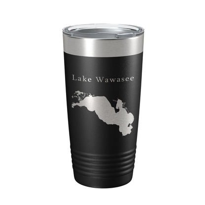 Lake Wawasee Map Tumbler Travel Mug Insulated Laser Engraved Coffee Cup Indiana 20 oz-0