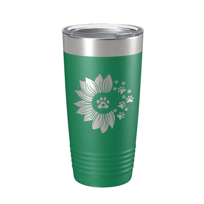 Sunflower With Dog Pawprints Tumbler Travel Mug Insulated Laser Engraved Coffee Cup Gift For Women Dog Lovers Sun Flower 20 oz-9