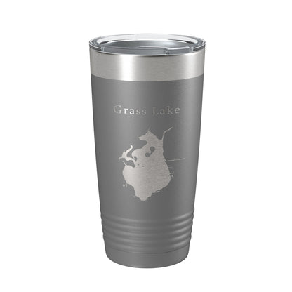 Grass Lake Map Tumbler Travel Mug Insulated Laser Engraved Coffee Cup Illinois 20 oz-16