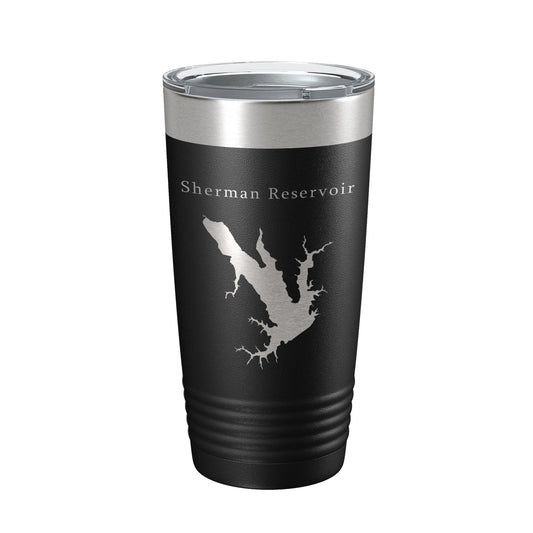Sherman Reservoir Tumbler Lake Map Travel Mug Insulated Laser Engraved Coffee Cup Nebraska 20 oz-0