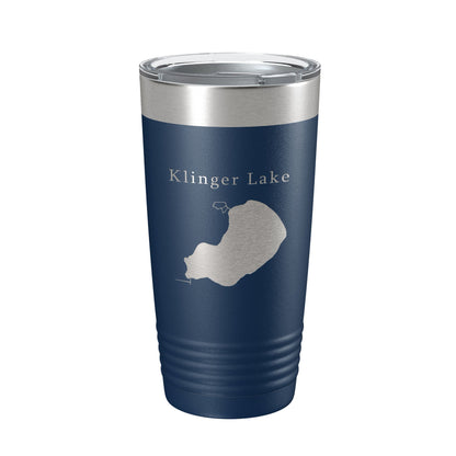 Klinger Lake Map Tumbler Travel Mug Insulated Laser Engraved Coffee Cup Michigan 20 oz-2