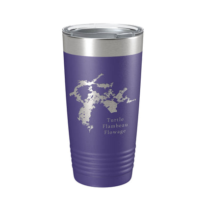 Turtle Flambeau Flowage Tumbler Lake Map Travel Mug Insulated Laser Engraved Coffee Cup Wisconsin 20 oz-15