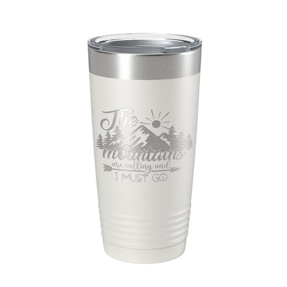 Mountains Are Calling And I Must Go Tumbler Outdoors Travel Mug Insulated Laser Engraved Coffee Cup Camping Hiking Gift 20 oz-1