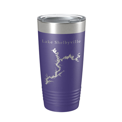 Lake Shelbyville Map Tumbler Travel Mug Insulated Laser Engraved Coffee Cup Illinois 20 oz-15