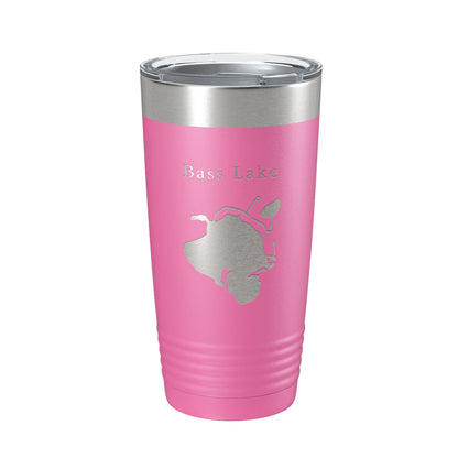 Bass Lake Map Tumbler Travel Mug Insulated Laser Engraved Coffee Cup Hamburg Township Huron River Chain of Lakes Michigan 20 oz-11