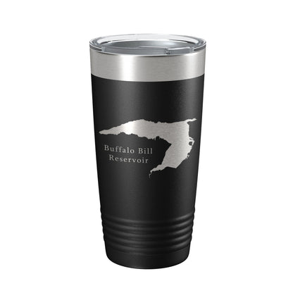 Buffalo Bill Reservoir Tumbler Lake Map Travel Mug Insulated Laser Engraved Coffee Cup Wyoming 20 oz-0