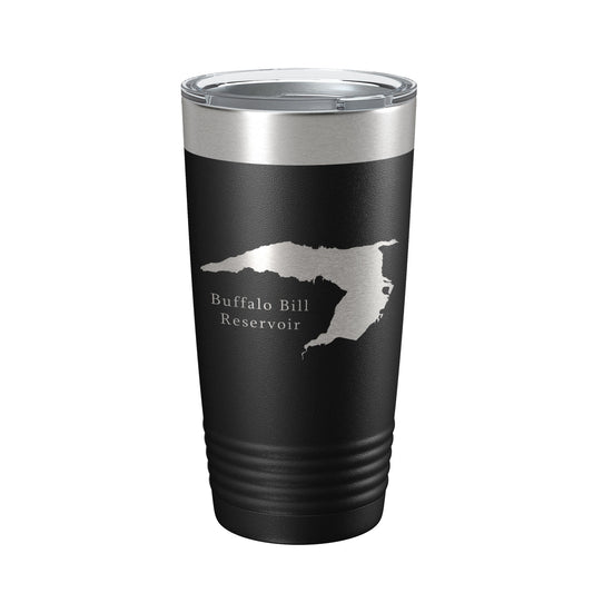 Buffalo Bill Reservoir Tumbler Lake Map Travel Mug Insulated Laser Engraved Coffee Cup Wyoming 20 oz-0