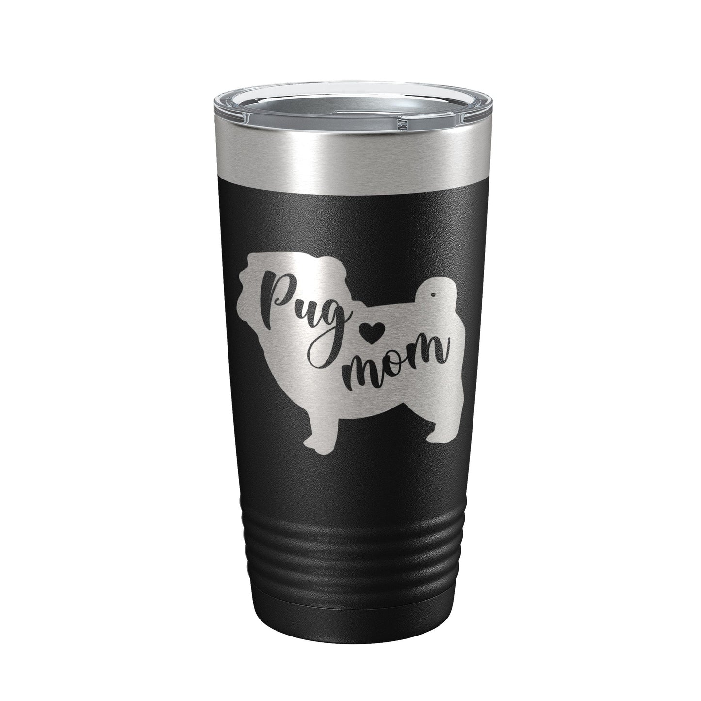Pug Mom Tumbler Dog Travel Mug Gift Insulated Laser Engraved Coffee Cup 20 oz-0