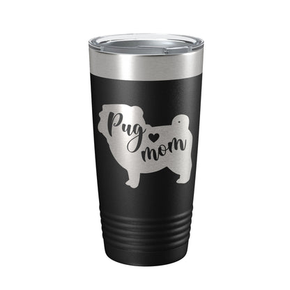 Pug Mom Tumbler Dog Travel Mug Gift Insulated Laser Engraved Coffee Cup 20 oz-0