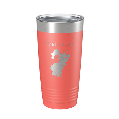 White Lake Map Tumbler Travel Mug Insulated Laser Engraved Coffee Cup Michigan 20 oz-20