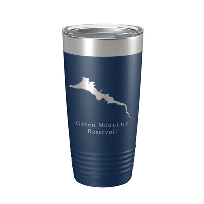 Green Mountain Reservoir Tumbler Lake Map Travel Mug Insulated Laser Engraved Coffee Cup Colorado 20 oz-2