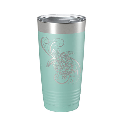 Sea Turtle Mandala Tumbler Travel Mug Insulated Laser Engraved Coffee Cup Turtle Zentangle Pattern Design Gift 20 oz-12