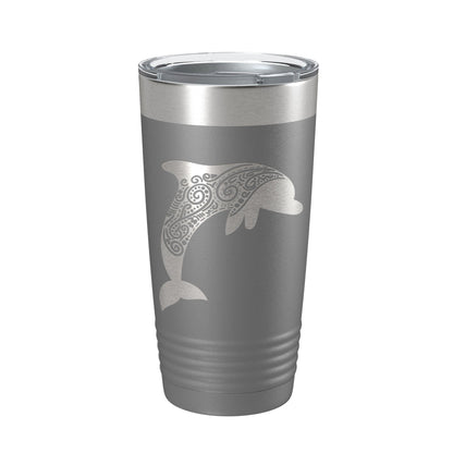 Dolphin Zentangle Tumbler Travel Mug Insulated Laser Engraved Coffee Cup Dolphin Mandala Gift Pattern Design 20 oz-16
