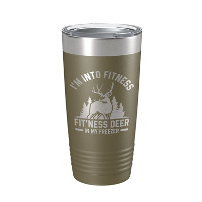 Deer Hunter Funny Tumbler Travel Mug I'm Into Fitness Fitting This Deer In My Freezer Insulated Laser Engraved Hunting Gift Coffee Cup 20 oz-21