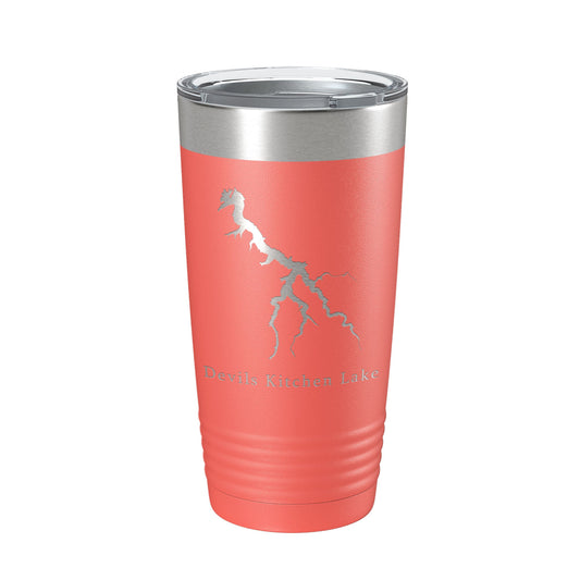 Devils Kitchen Lake Map Tumbler Travel Mug Insulated Laser Engraved Coffee Cup Illinois 20 oz-20