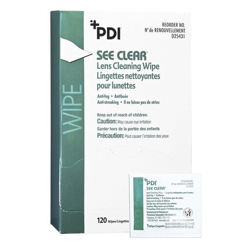 PDI See Clear Eye Glass Cleaning Wipes, 120/Box, 1440 EA/CS