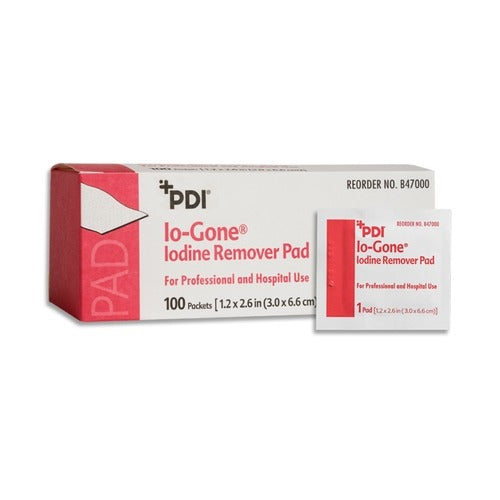 PDI Iodine Removal Wipe Io-Gone® Individual Packet Isopropyl Alcohol / Sodium Thiosulfate Alcohol Scent 100 Count, 100/BX, 1000/CS