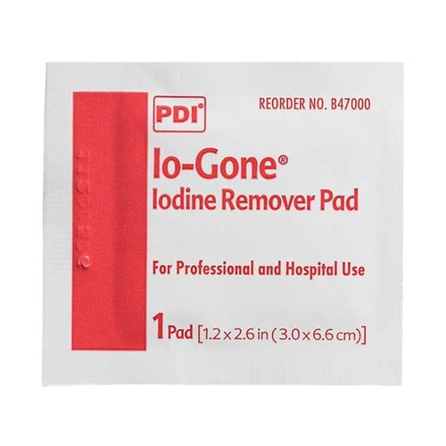 PDI Iodine Removal Wipe Io-Gone® Individual Packet Isopropyl Alcohol / Sodium Thiosulfate Alcohol Scent 100 Count, 100/BX, 1000/CS
