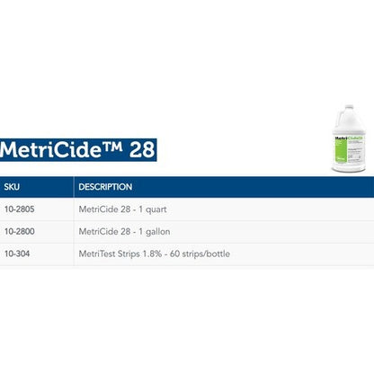 Metrex Research MetriCide™ 28 Glutaraldehyde High-Level Disinfectant, Activation Required, Liquid, 1 gal. Jug, Reusable, 4EA/CS