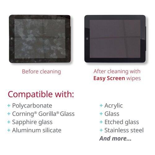 PDI Easy Screen Surface Cleaner Premoistened Alcohol Based Manual Pull Wipe 50 Count Individual Packet Alcohol Scent NonSterile,  50 per Box, 500 per Case