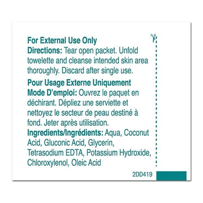 PDI Personal Wipe PDI Individual Packet Coconut Oil-Based Soap Solution, 100 EA/BX, 1000 EA/CS
