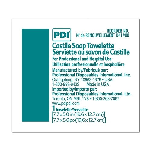 PDI Personal Wipe PDI Individual Packet Coconut Oil-Based Soap Solution, 100 EA/BX, 1000 EA/CS