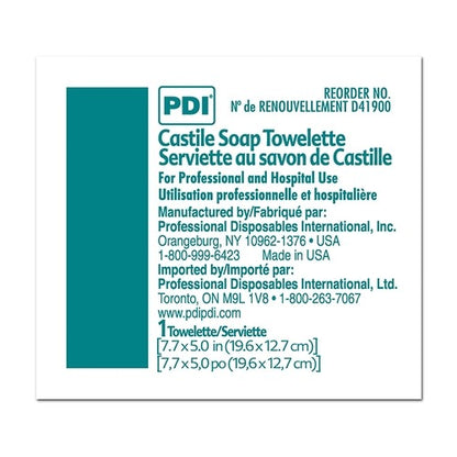 PDI Personal Wipe PDI Individual Packet Coconut Oil-Based Soap Solution, 100 EA/BX, 1000 EA/CS
