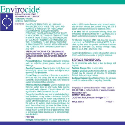 Metrex Research Envirocide Surface Disinfectant Cleaner Alcohol Based Pump Spray Liquid 24 oz. Bottle Alcohol Scent NonSterile, 1/BT,12/CS