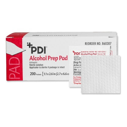 PDI Alcohol Prep Pad, 70% Strength Isopropyl Alcohol, Individual Packet, Medium, Sterile, 200EA/BX, 4000 EA/CS