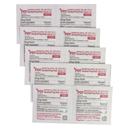PDI Alcohol Prep Pad, 70% Strength Isopropyl Alcohol, Individual Packet, Medium, Sterile, 200EA/BX, 4000 EA/CS