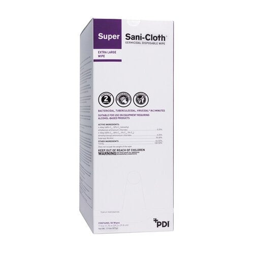 PDI Surface Disinfectant Super Sani-Cloth Wipe Packet, 50/BX, 150 EA/CS