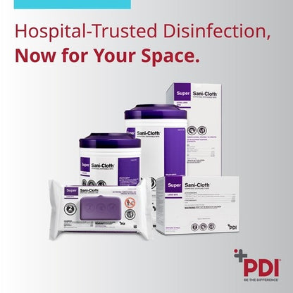 PDI Surface Disinfectant Super Sani-Cloth Wipe Packet, 50/BX, 150 EA/CS