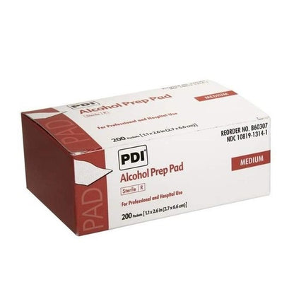 PDI Alcohol Prep Pad, 70% Strength Isopropyl Alcohol, Individual Packet, Medium, Sterile, 200EA/BX, 4000 EA/CS