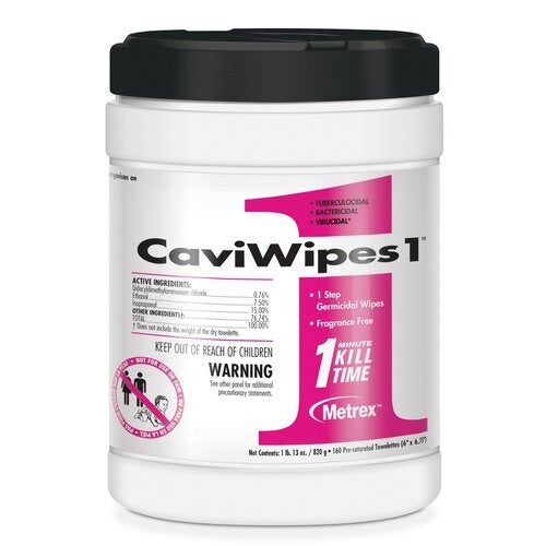 Metrex Research CaviWipes1™ Surface Disinfectant Premoistened Wipe, 160 Count Canister, 12CN/CS