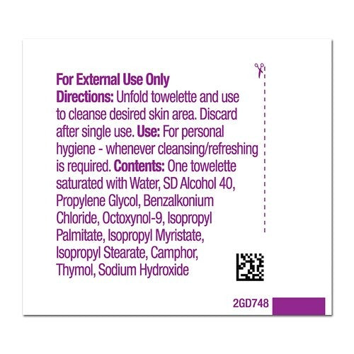 PDI Obstetrical Wipe Hygea Individual Packet Benzalkonium Chloride / Alcohol / Chlorothymol 100 per Pack, 100EA/BX, 1000 EA/CS