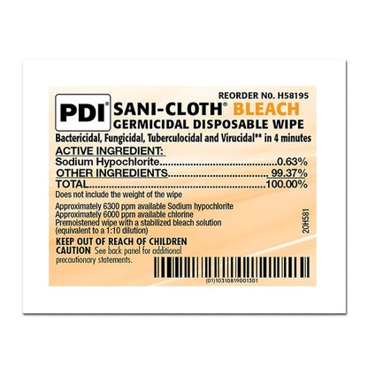PDI Germicide Sani-Cloth Wipe Disposable, 40 EA/PK, 400 EA/CS