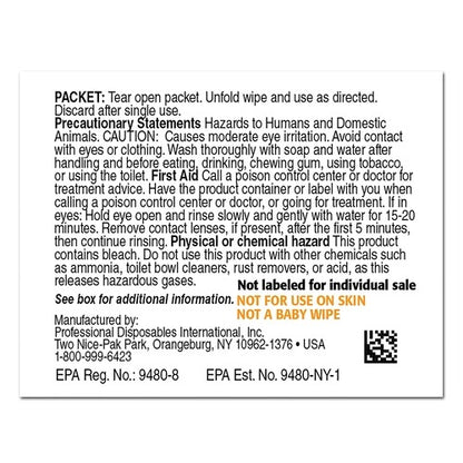 PDI Germicide Sani-Cloth Wipe Disposable, 40 EA/PK, 400 EA/CS