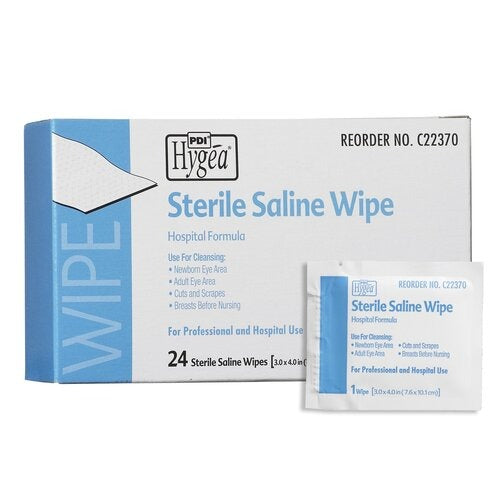 PDI Saline Wipe Hygea® Individual Packet Saline 24 per Pack Unscented, 24EA/BX, 24BX/CS