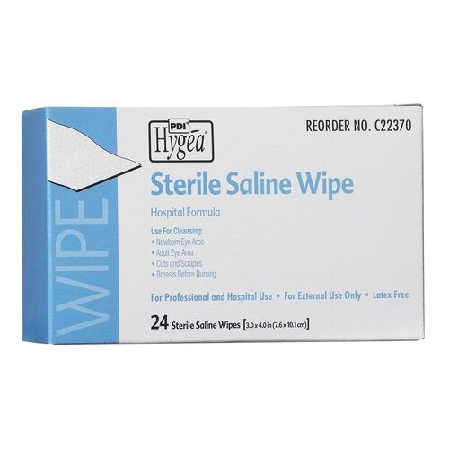 PDI Saline Wipe Hygea® Individual Packet Saline 24 per Pack Unscented, 24EA/BX, 24BX/CS