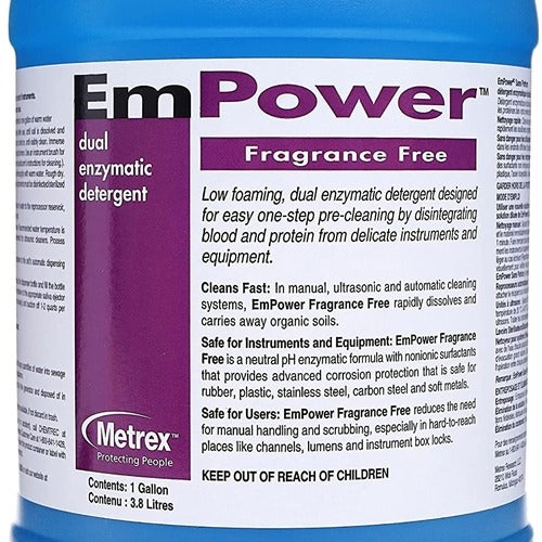 Metrex Research Dual Enzymatic Instrument Detergent EmPower Fragrance Free Liquid Concentrate 1 gal. Jug Unscented, 1/GL, 4/CS