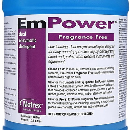 Metrex Research Dual Enzymatic Instrument Detergent EmPower Fragrance Free Liquid Concentrate 1 gal. Jug Unscented, 1/GL, 4/CS